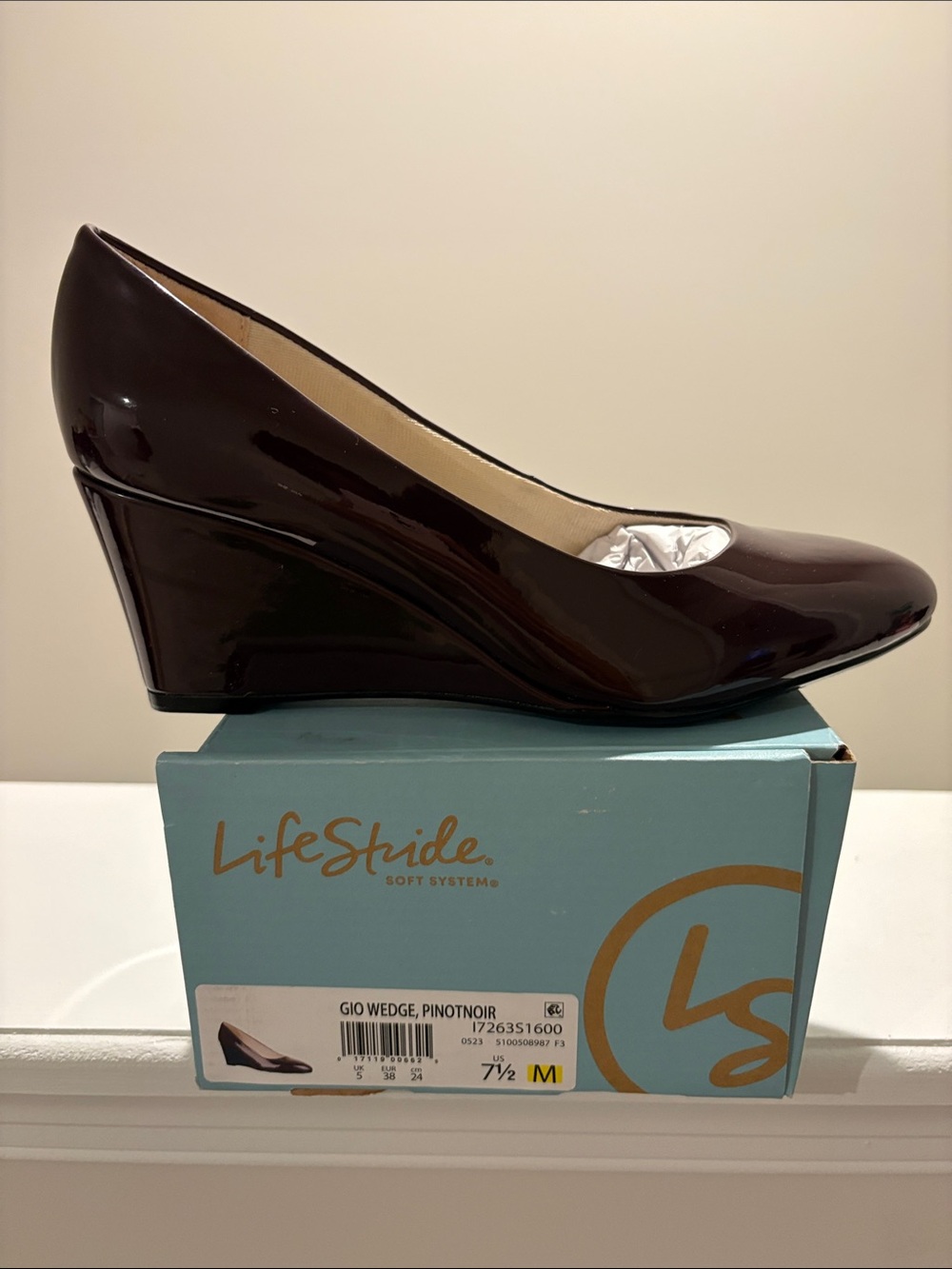 Life Stride Patent Wedge Pumps - Dark Brown